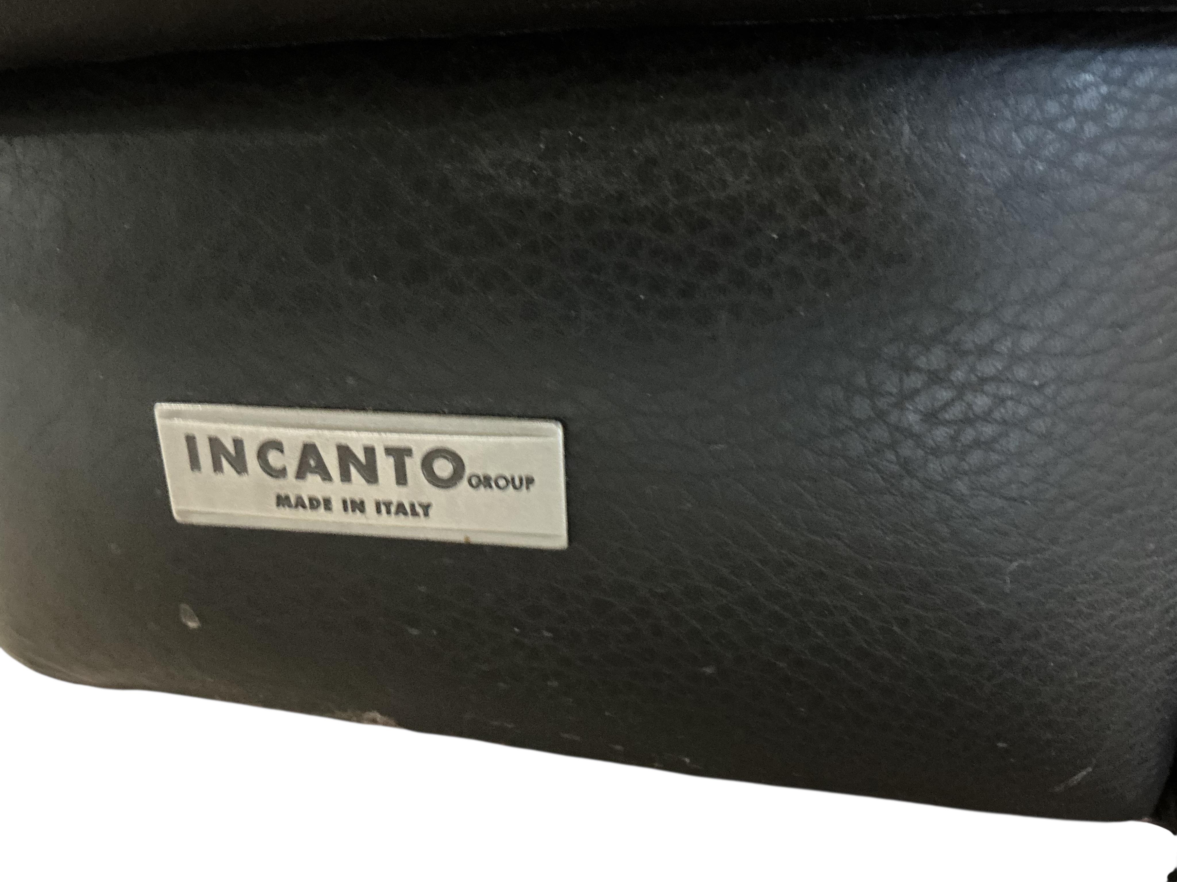 A contemporary Incanto Italian brown leather settee, width 240cm, depth 114cm, height 70cm